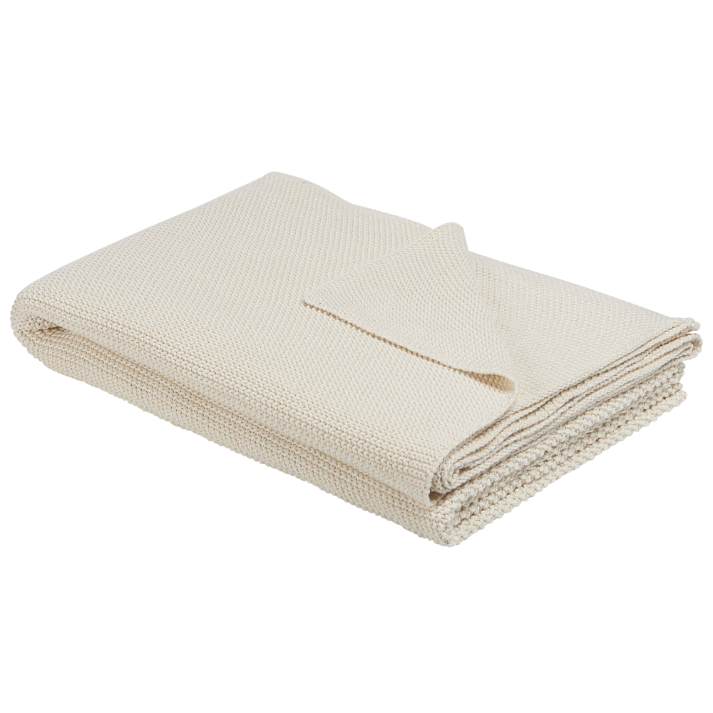 Coperta Beige Cotone 130 x 180 cm Copriletto Punto Croce Oversize