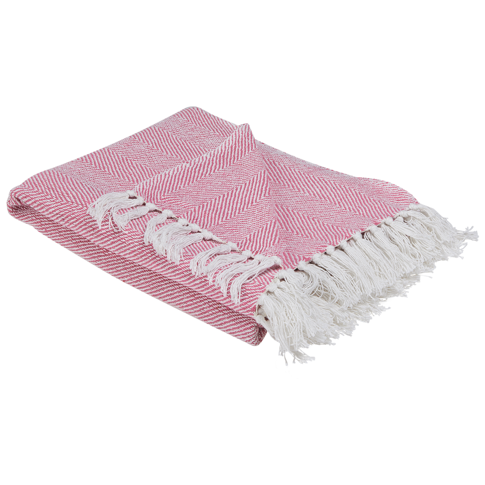 Coperta in cotone rosa 130 x 160 cm Copriletto boho stile costiero