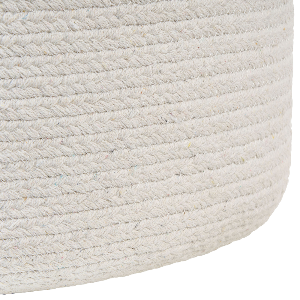 Pouf ottomana bianco iuta perline EPS riempimento rotondo ø 46 cm stile boho