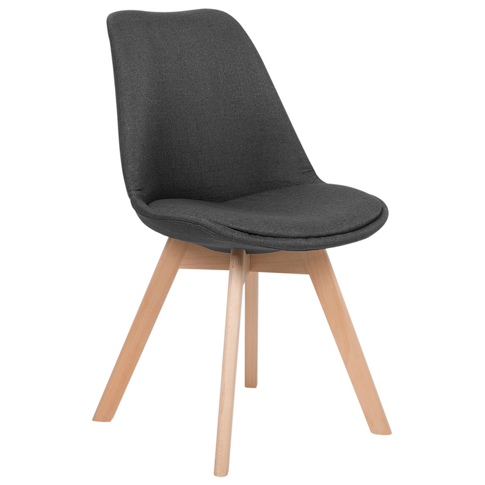 Set di 2 sedie da pranzo con gambe in legno eleganti in ecopelle grigio scuro
