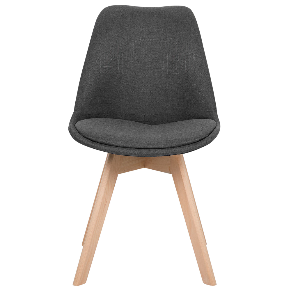 Set di 2 sedie da pranzo con gambe in legno eleganti in ecopelle grigio scuro