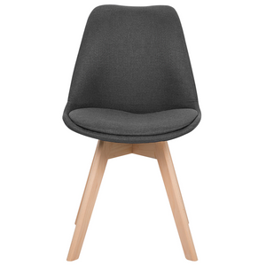 Set di 2 sedie da pranzo con gambe in legno eleganti in ecopelle grigio scuro