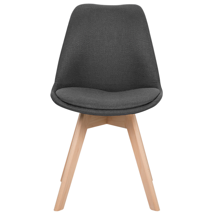 Set di 2 sedie da pranzo con gambe in legno eleganti in ecopelle grigio scuro