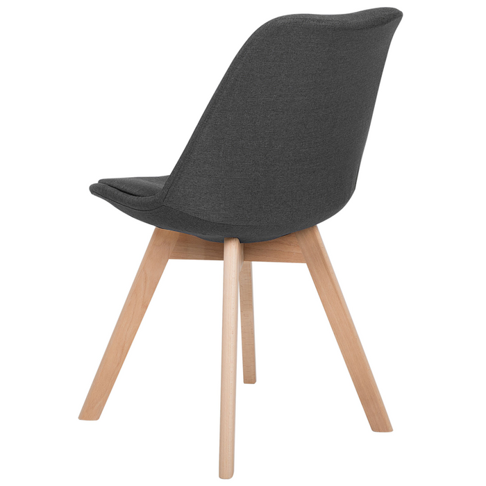 Set di 2 sedie da pranzo con gambe in legno eleganti in ecopelle grigio scuro