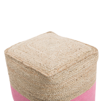 Pouf ottomana rosa iuta perline EPS riempimento quadrato 44 x 44 cm stile boho