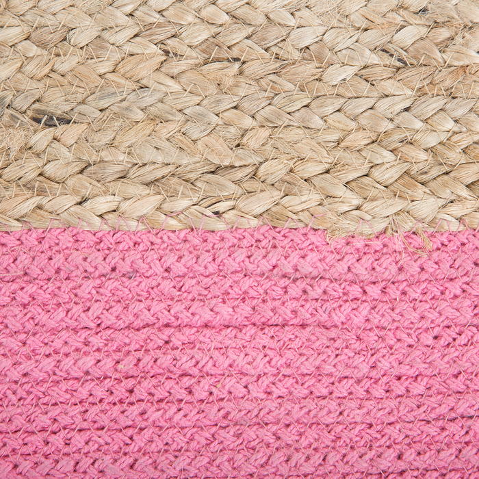 Pouf ottomana rosa iuta perline EPS riempimento quadrato 44 x 44 cm stile boho