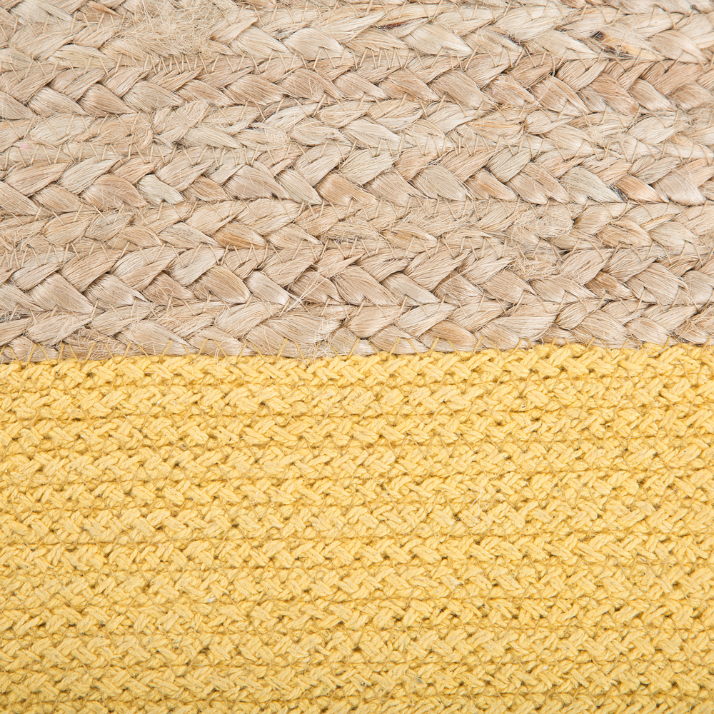 Pouf ottomana giallo iuta perline EPS riempimento quadrato 44 x 44 cm stile boho