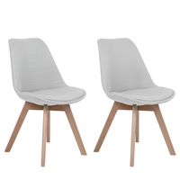 Set di 2 sedie da pranzo con gambe in legno eleganti in ecopelle grigio chiaro