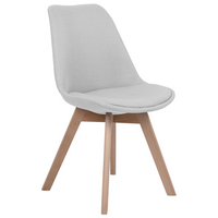 Set di 2 sedie da pranzo con gambe in legno eleganti in ecopelle grigio chiaro