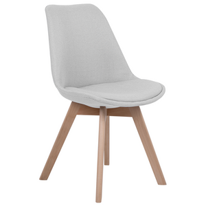 Set di 2 sedie da pranzo con gambe in legno eleganti in ecopelle grigio chiaro