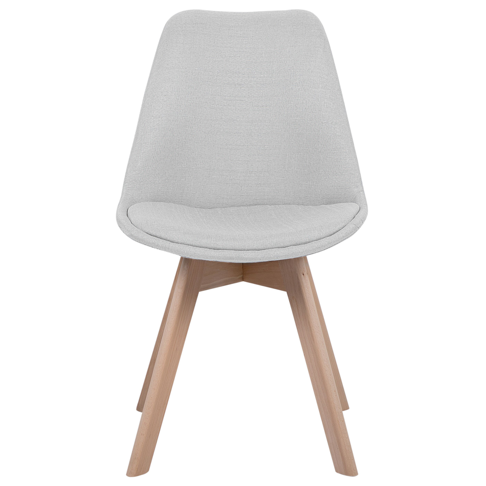 Set di 2 sedie da pranzo con gambe in legno eleganti in ecopelle grigio chiaro