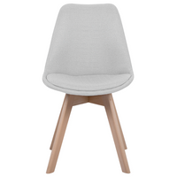 Set di 2 sedie da pranzo con gambe in legno eleganti in ecopelle grigio chiaro