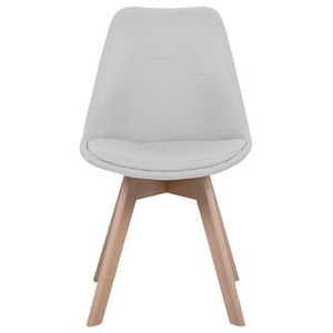 Set di 2 sedie da pranzo con gambe in legno eleganti in ecopelle grigio chiaro