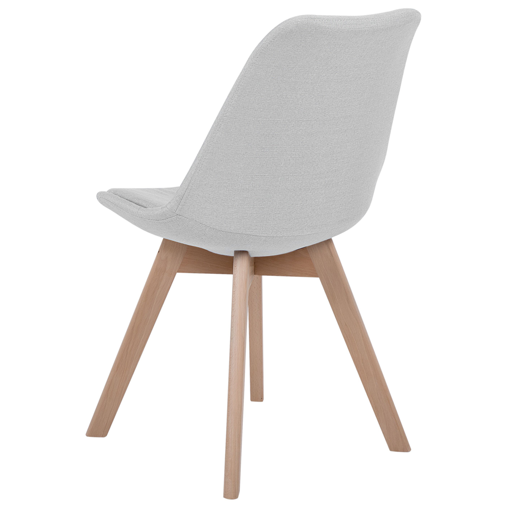 Set di 2 sedie da pranzo con gambe in legno eleganti in ecopelle grigio chiaro