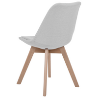Set di 2 sedie da pranzo con gambe in legno eleganti in ecopelle grigio chiaro