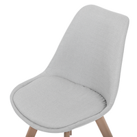 Set di 2 sedie da pranzo con gambe in legno eleganti in ecopelle grigio chiaro