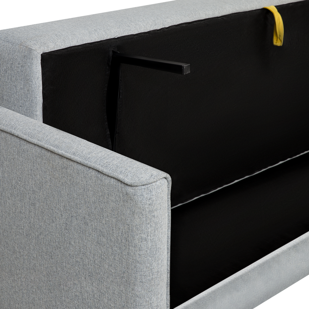 Divano Letto Tessuto Grigio 3 Posti Vano Portaoggetti Cuscini Sfoderabili Moderno