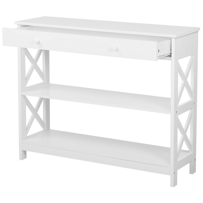 Console credenza Bianca 80 x 100 x 30 cm credenza 1 Cassetto 2 Ripiani Country