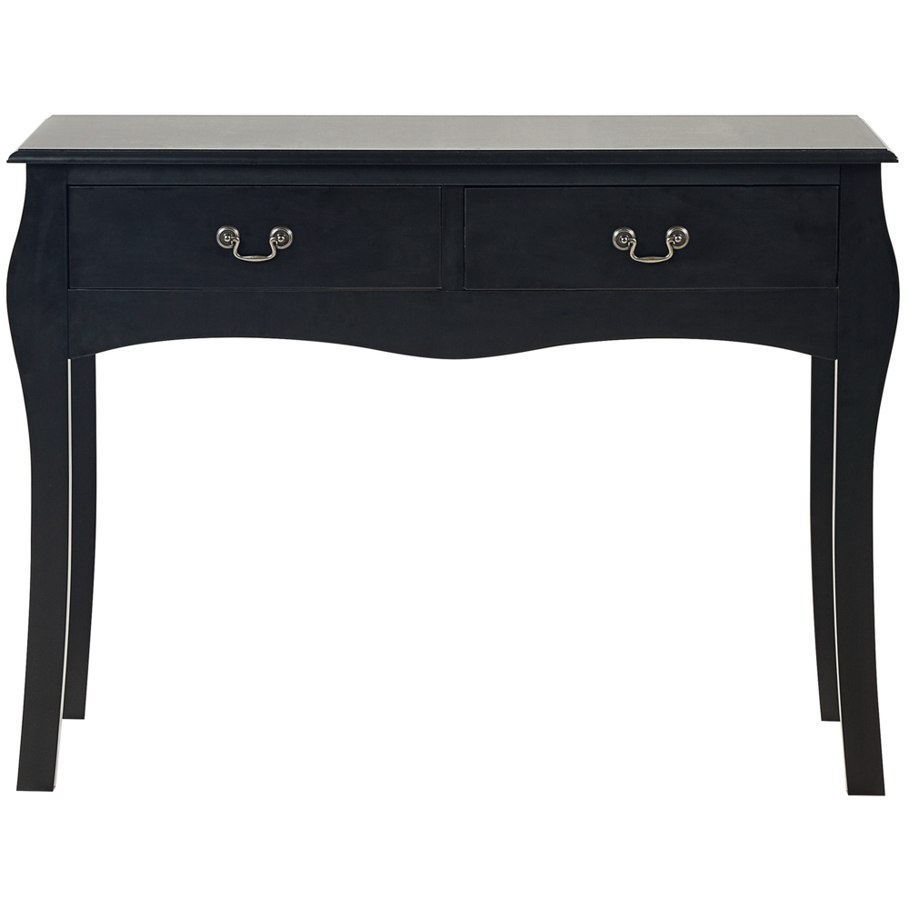 Consolle in Legno Lavorato Nero 2 Cassetti Mobili da Ingresso 100 x 35 cm Design Vintage