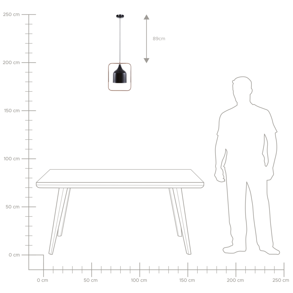 Lampada in Metallo di colore Nero con Struttura in Rame 121 cm Stile Industriale Moderno
