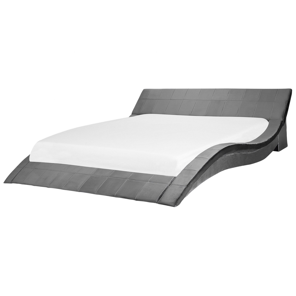 Letto Imbottito in Velluto Grigio Design Curvo e Moderno 180 x 200 cm
