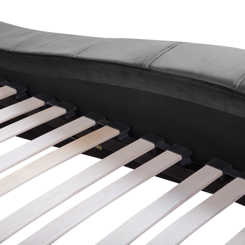 Letto Imbottito in Velluto Grigio Design Curvo e Moderno 180 x 200 cm