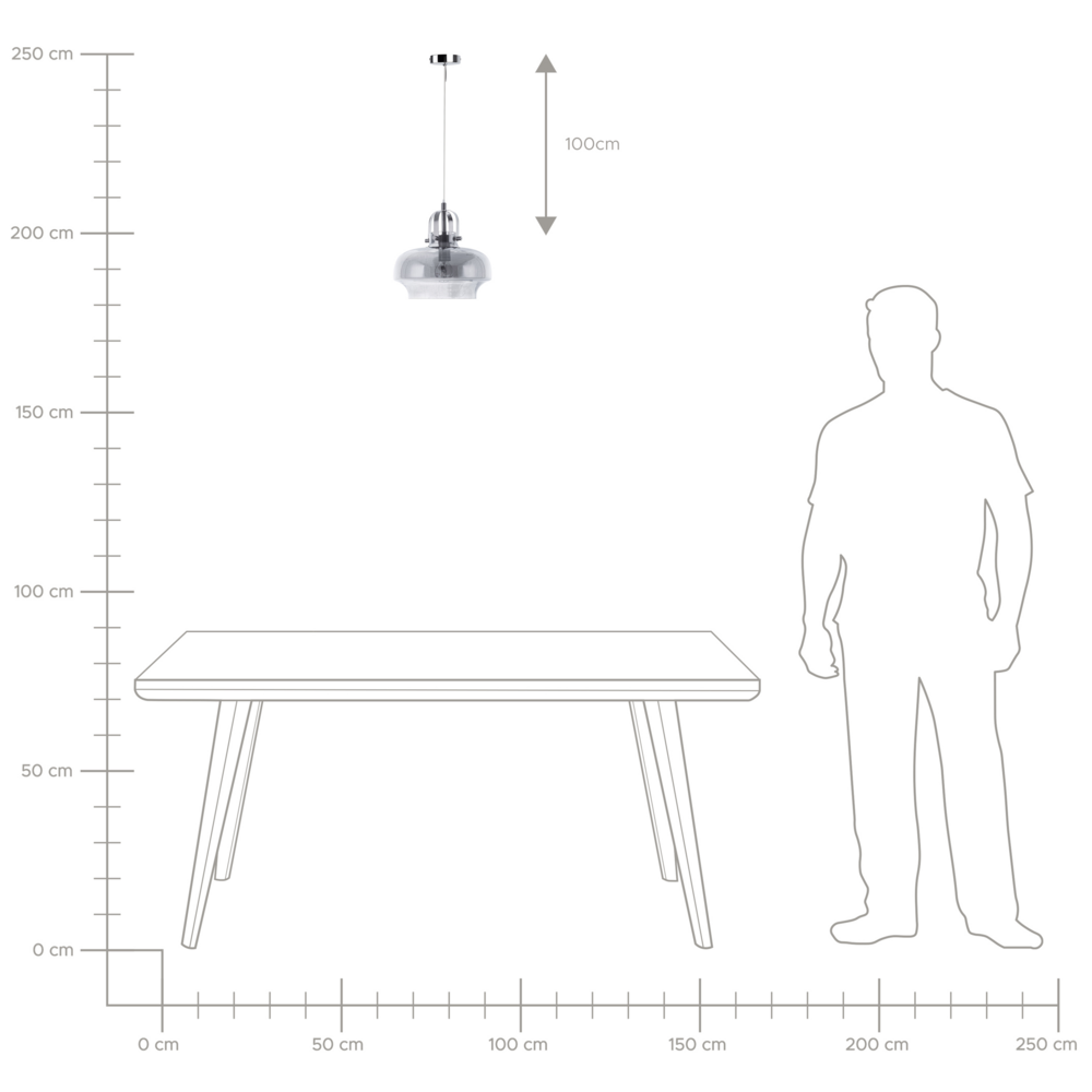 Lampada a Sospensione lampadario pendente Industriale in Vetro Fumé