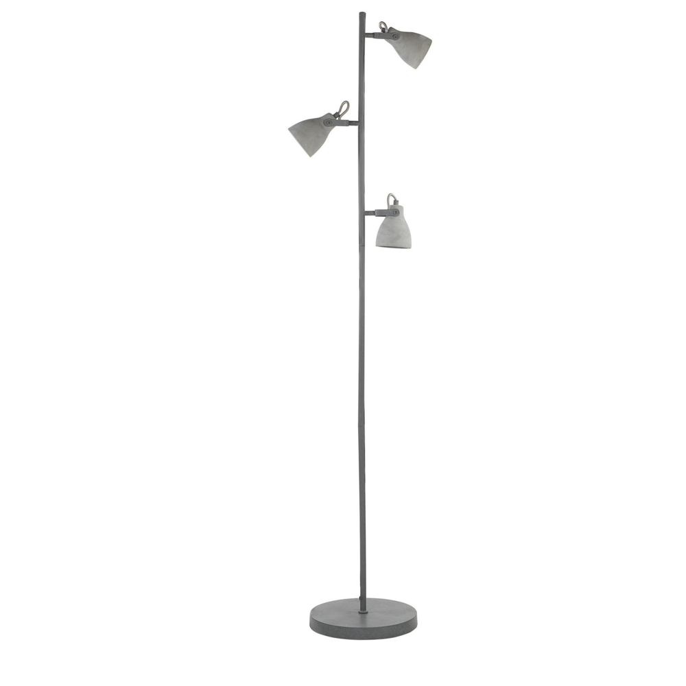 Lampada da Terra 3 Luci Grigio Cemento 165 cm Industriale stile moderno
