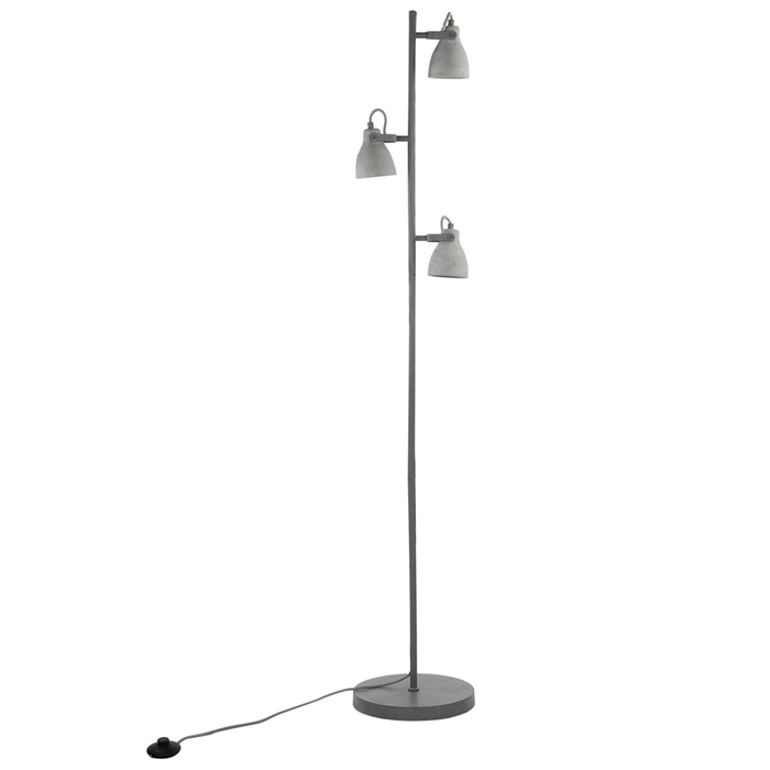 Lampada da Terra 3 Luci Grigio Cemento 165 cm Industriale stile moderno