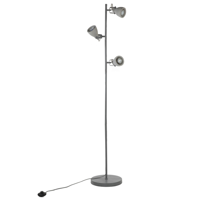 Lampada da Terra 3 Luci Grigio Cemento 165 cm Industriale stile moderno