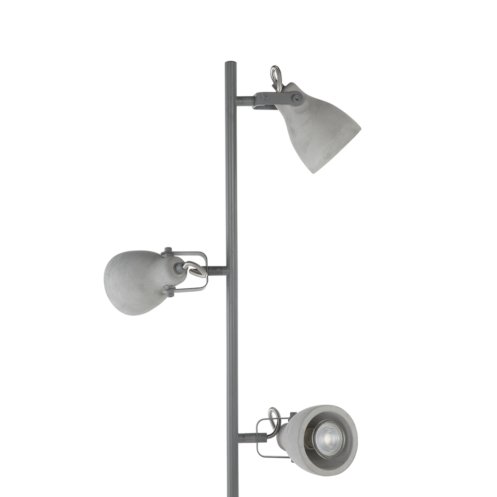 Lampada da Terra 3 Luci Grigio Cemento 165 cm Industriale stile moderno