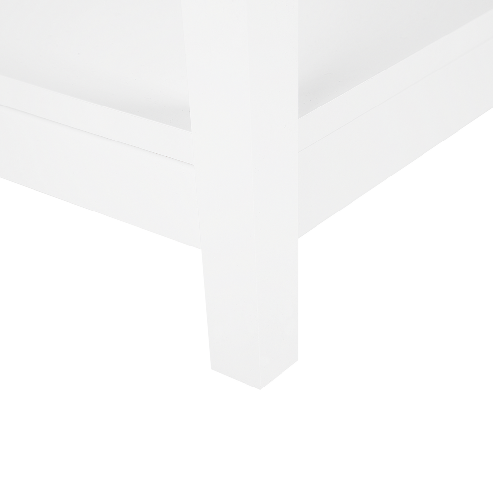 Tavolino in MDF bianco 60 x 57 x 40 cm con piano in vetro Comodino con un ripiano