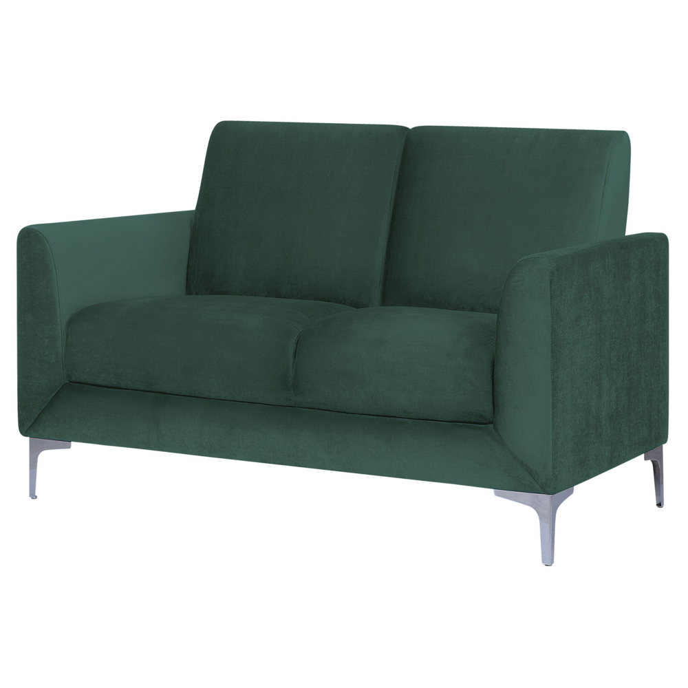 Divano Set Rivestimento Velluto Verde 3 + 2 + 1 Posti stile Glam