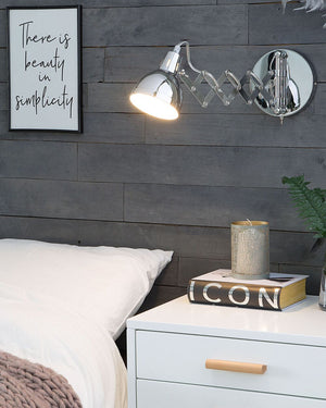 Lampada da parete applique estensibile metallo argento 33 cm orientabile industriale