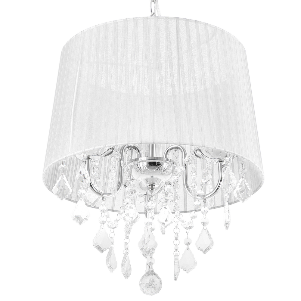 Lampada a Sospensione Lampadario in Cristallo Glam Bianco Grey Shade a 3 Luci