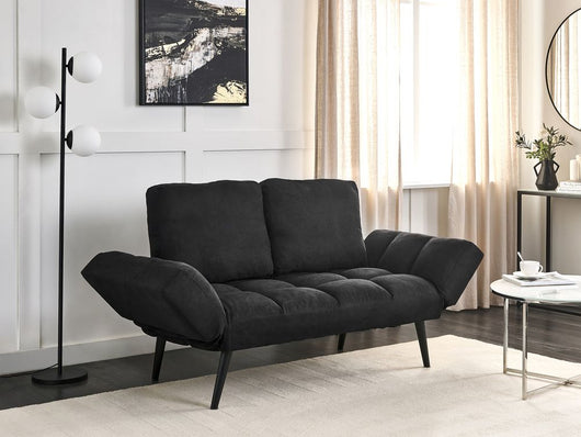 Divano Letto di colore nero Divanetto Braccioli Regolabili stile Minimalista soggiorno