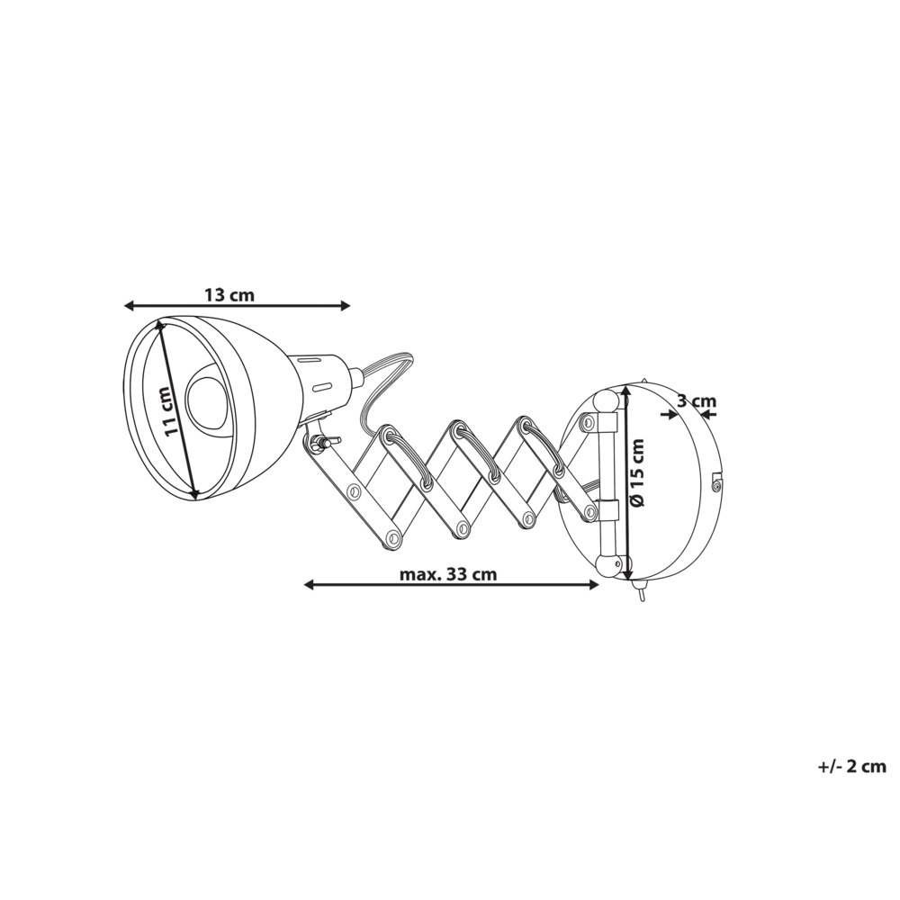 Lampada da parete applique estensibile metallo argento 33 cm orientabile industriale