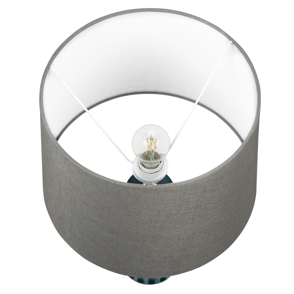 Lampada da Tavolo Verde Base in Ceramica Paralume Tessuto Grigio Moderna