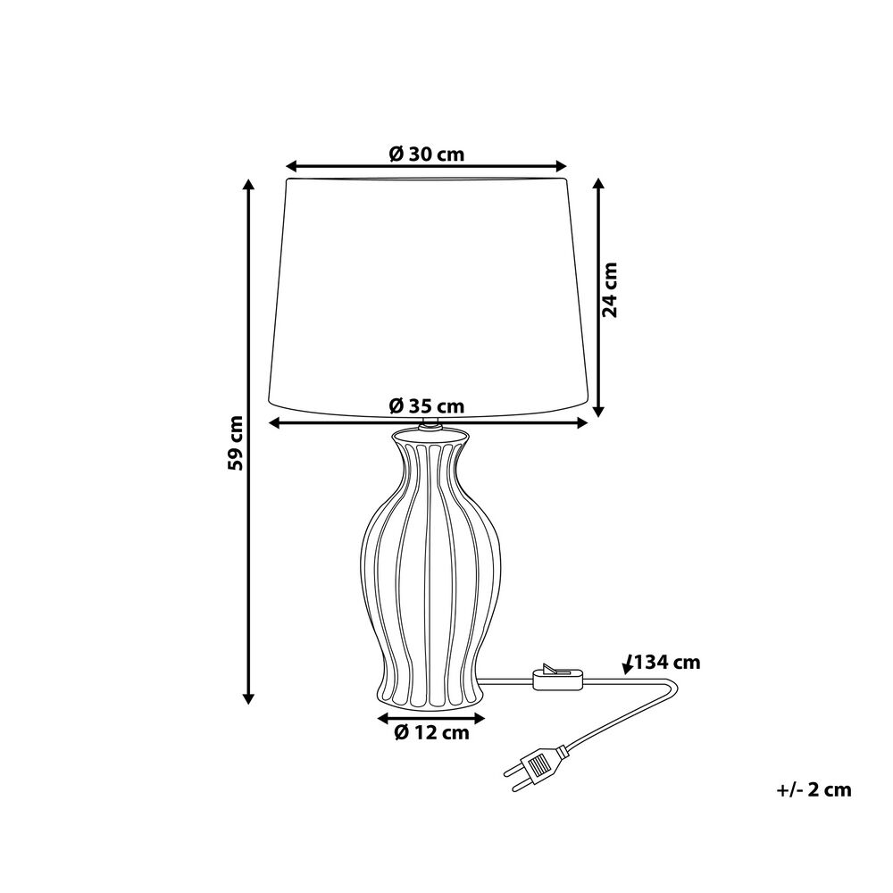 Lampada da Tavolo Verde Base in Ceramica Paralume Tessuto Grigio Moderna