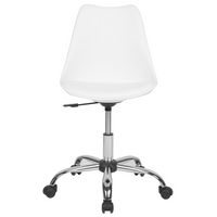 Sedia da scrivania in ecopelle bianca regolabile in altezza per computer da ufficio