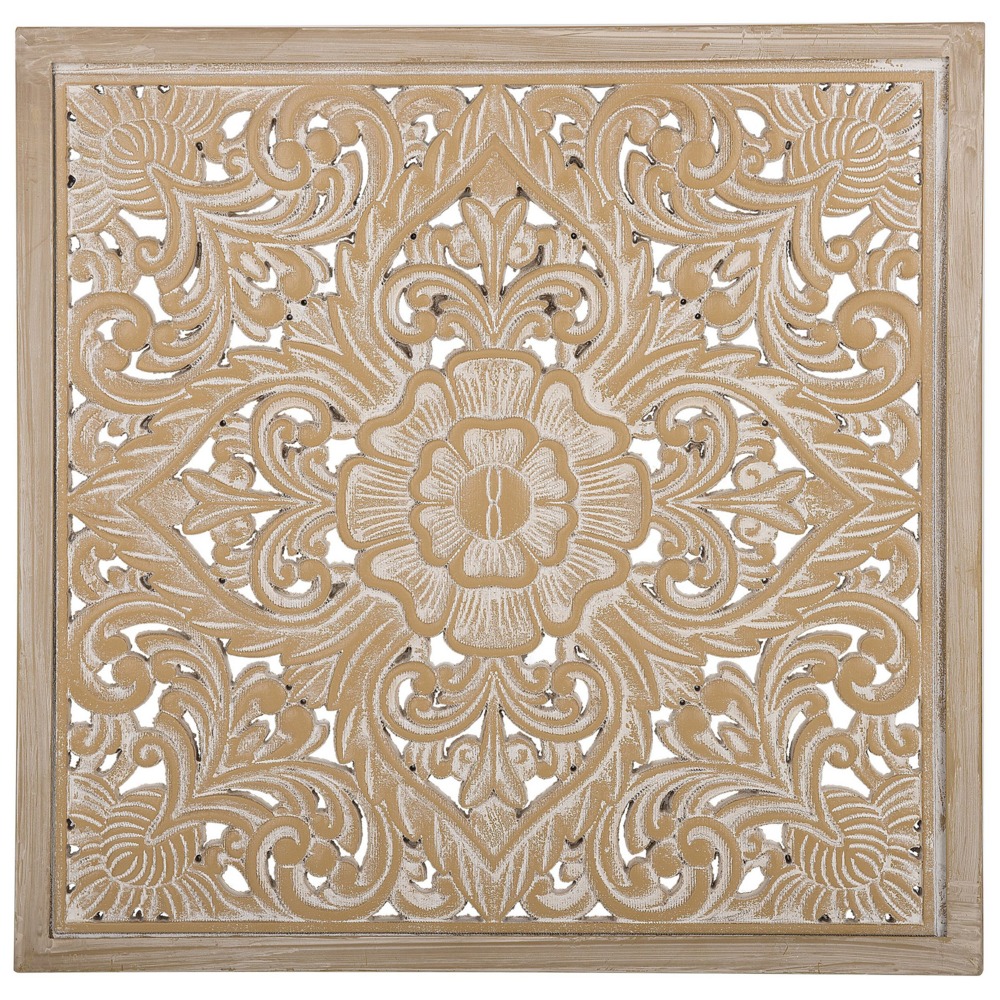 Decorazione da parete in legno chiaro 60 x 60 cm quadrato orientale