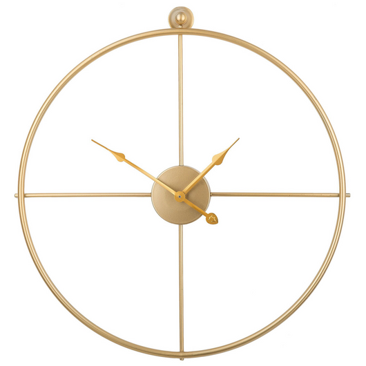 Orologio da Parete dorato Cornice in Ferro Design Minimalista Senza Numeri Rotondo 50 cm