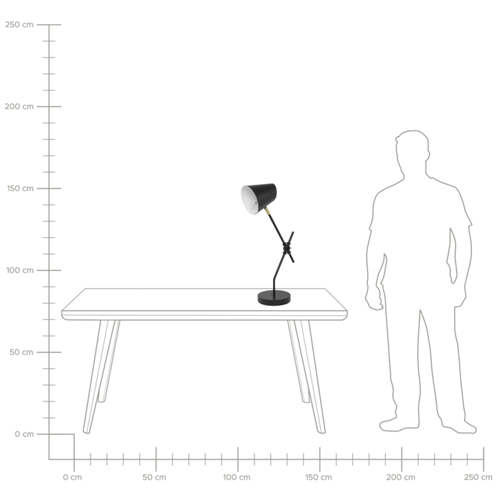 Lampada da tavolo Lampada da scrivania in metallo Nero con braccio a gru paralume orientabile