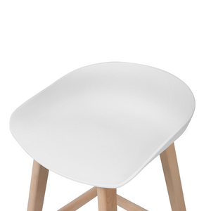 Set di 2 sgabelli da bar in legno chiaro e plastica bianca da 85 cm con sedile da bancone