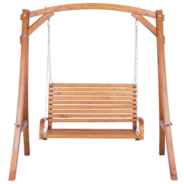 Dondolo da giardino con struttura in legno di larice da esterno a 2 posti autoportante