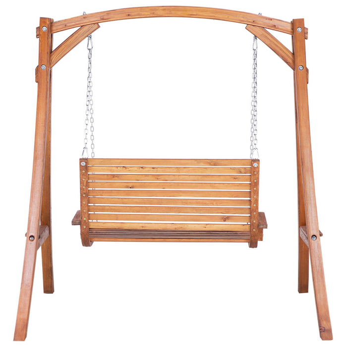 Dondolo da giardino con struttura in legno di larice da esterno a 2 posti autoportante