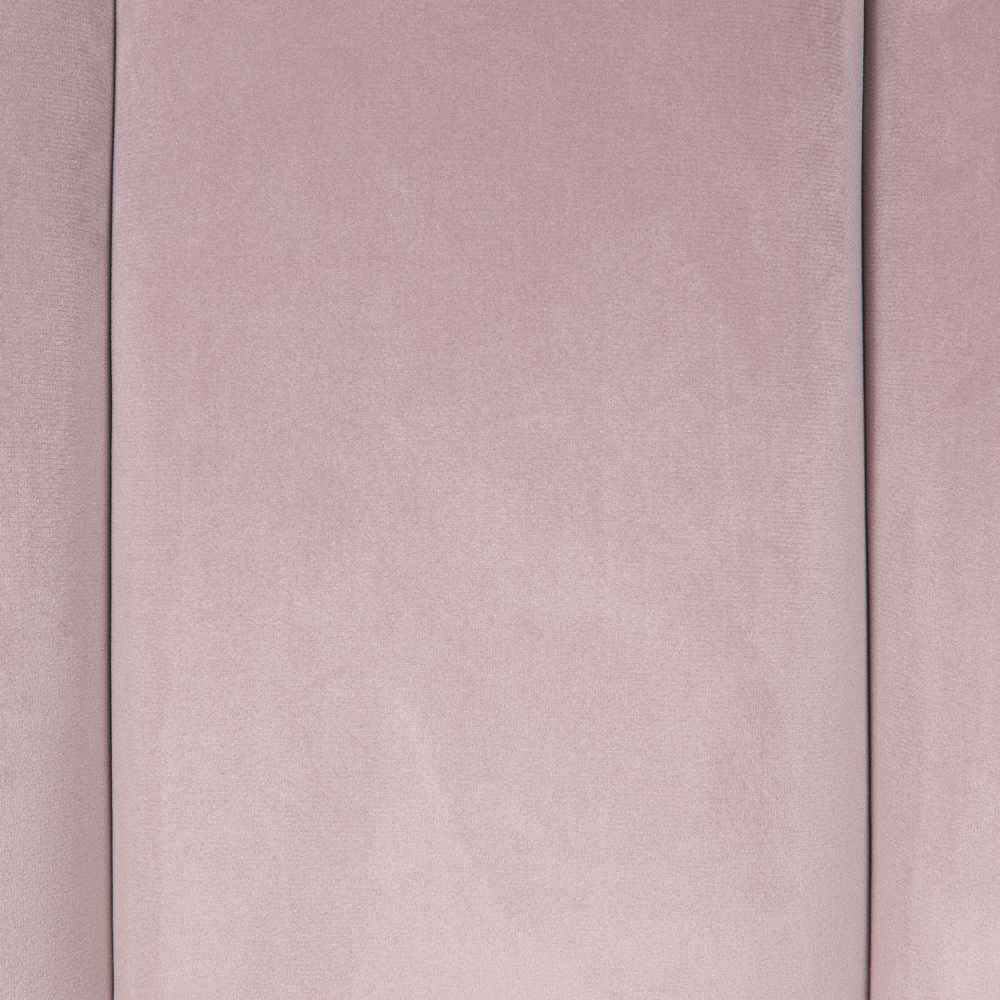 Divano in velluto rosa a 3 posti con braccioli incassati sullo schienale gambe in legno