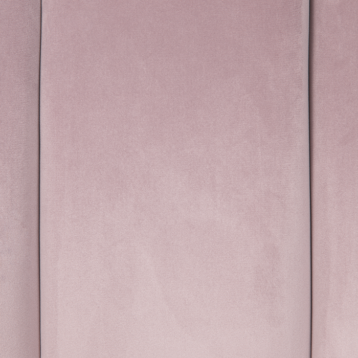 Divano in velluto rosa a 3 posti con braccioli incassati sullo schienale gambe in legno