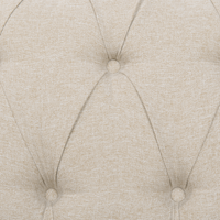 Divano Chesterfield Rivestimento in tessuto beige Gambe in legno scuro 3 posti