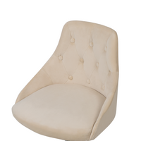 Sedia da ufficio girevole in velluto beige con bottoni regolabili in altezza